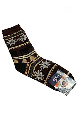 Skarpetki męskie brązowe na owczej wełnie Śnieżynki soln-03