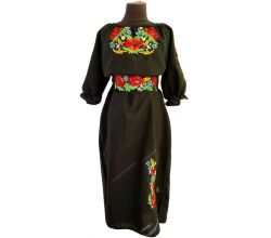 Платье с вышитыми маками Ночная мавка