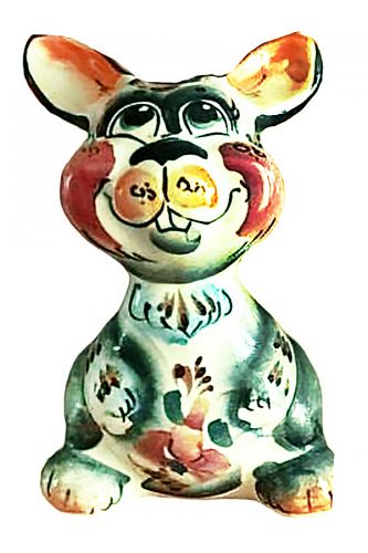 Фігурка з гжелевим розписом Зайчик Весельчак (кольоровий)