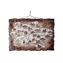 Підвісна мапа України із дерева (Українською мовою)
