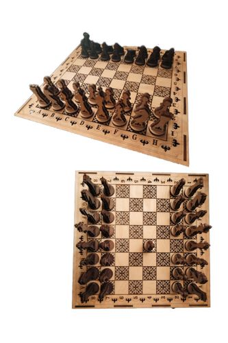 Шахмати дерев'яні з дошкою,Коробка для шахів Хід Королеви- Ручна робота 
