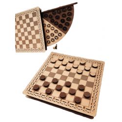 Шашки дерев'яні з дошкою,Коробка для шахів Хід Короля- Ручна робота 