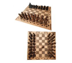Шахматы деревянные с доской,Коробка для шахмат Ход Королевы - Ручная работа