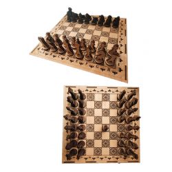 Wooden chess with a board, Chess box Queen's move - Handmade