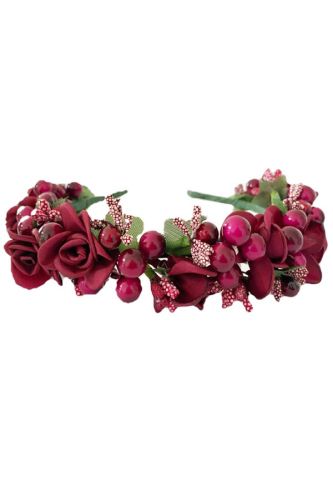 Обруч Троянда велика з калиною  бордовий 