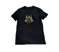 T-shirt Cornflowers in ears of coat of arms (black)