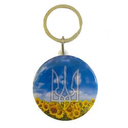 Брелок круглий Тризуб у квітах 000600