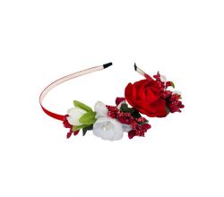 Обруч Весняний цвіт червоні та білі троянди