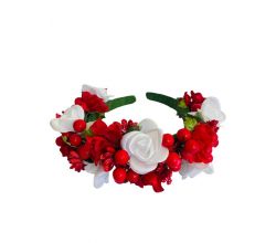 Hoop Double row red and white flowers with viburnum