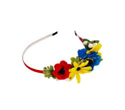 Обруч Весняний цвіт волошка, мак і соняшник