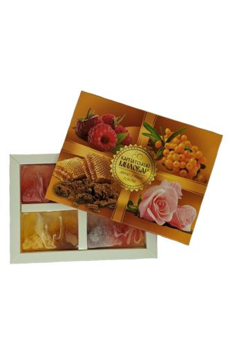 Набір мила 4в1 Карпатський миловар / (обліпихове, малина, троянда, медове з прополісом)