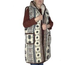 Жилетка з овчини довга з капюшоном