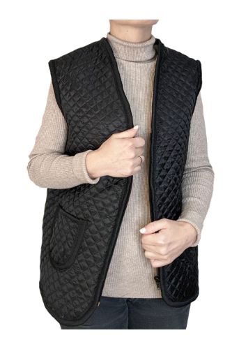 Стьобаний жилет Виріз/ Чорний