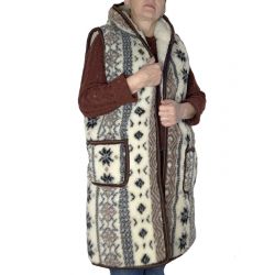 Жилетка з овчини довга з капюшоном