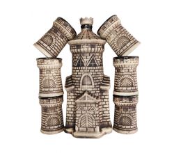 Набір керамічний: графін для вина керамічний Замок + 6 чарок