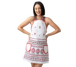 Фартук льняной Белый орнамент (75х55 см.)