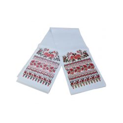 Рушник з орнаментом Червоні квіти 150*25 мм