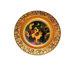Декоративная подвесная тарелка Подсолнухи с калиной (22 см)