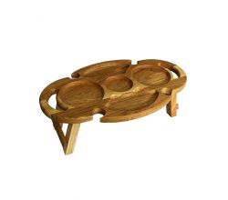 Столик для вина дубовий овальний №4