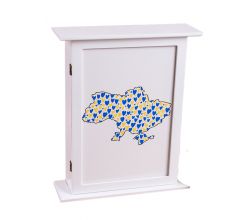 Ключница деревянная Карта України із сердечками