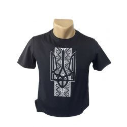 Чоловіча футболка Герб і вишиванка чорна