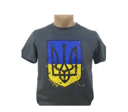 Чоловіча футболка герб синьо-жовтий сіра (упаковка) S-XL