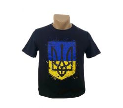 Чоловіча футболка герб синьо-жовтий чорна (упаковка) S-XL
