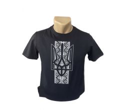 Чоловіча футболка Герб і вишиванка чорна