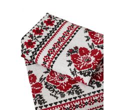 Ręcznik lniany  Szary ornament 75x33 cm