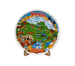 Тарілка Карта України лазурне небо 12 см