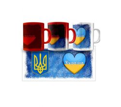 Горнятко-хамелеон Українські символи (червоний колір покриття)