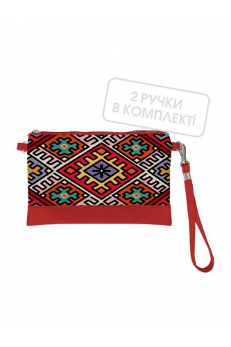 Клатч через плече Вишивка орнамент на червоному фоні