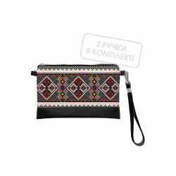 Shoulder bag Diamond embroidery, black eco-leather