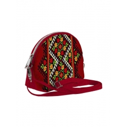 Маленька жіноча сумочка Coquette Український квітковий орнамент червона
