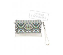 Клатч через плече Вишивка квіти на білому фоні