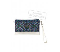 Клатч через плече Вишивка квіти на синьому фоні