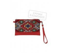 Клатч через плече Вишивка орнамент на червоному фоні